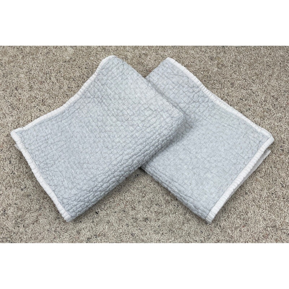 2 EILEEN FISHER Home Standard Quilted Pillow‎ Covers Shams Linen Cotton Blend